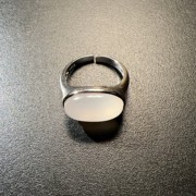 925纯银复古戒指白玛瑙开口指环可调节简约复古
