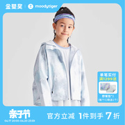 moodytiger女童外套儿童春秋短款青少年薄款宽松户外运动防风衣服