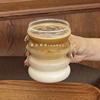 ins风奶呼呼可爱玻璃杯早餐牛奶，杯创意简约酸奶杯透明圈圈咖啡杯