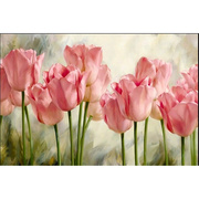 郁金香油画粉红色花卉，装饰画挂画欣美画店手绘植物田园