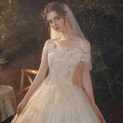 高档星空主婚纱2023年婚纱，新娘气质森系超仙梦幻法式齐地婚纱