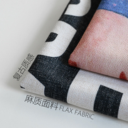 图片数码印花棉麻加厚面料来图定制背景布手工DIY绒布亚麻布料