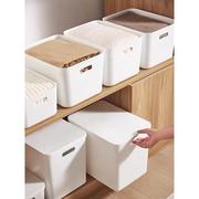 加厚收纳盒杂物收纳筐厨房柜子，塑料整理箱长方形白色储物筐书桌框