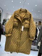 菱格棉衣女中长款冬季抽绳收腰宽松显瘦百搭休闲保暖外套0.76