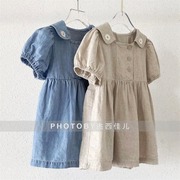 2024夏季连衣裙潮范衬衫，纯色连衣裙夏装，中小女童纯色连衣裙