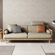 日式实木小沙发双人简约现代小户型家具北欧原木，科技布沙发(布沙发)三人位
