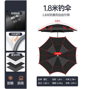 品质钓鱼伞1.8米万向防雨2米加厚双层折叠遮阳伞防晒伞户