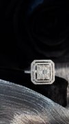 18k金女镶嵌1克拉天然南非高品质钻石方块，冰糖戒指真金真钻送证书
