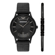 日本直邮阿玛尼 手表 男式精致时尚表 带三针日期机芯黑色AR8