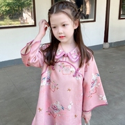 女童旗袍2024春秋儿童小旗袍，改良版中国风，汉服宝宝复古连衣裙