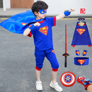 超人衣服男童卡通j角色扮演套装动漫，表演服饰儿童毕业走秀演出服