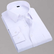 中老年人衬衫男长袖夏季商务，休闲条纹正装职业，白寸衫中年免烫衬衣