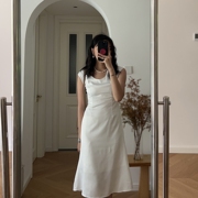 夏装法式优雅纯色白色，修身连衣裙中长裙0.34kg