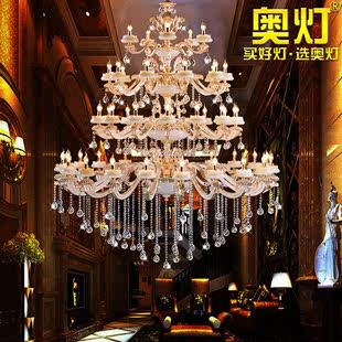 欧式锌合金蜡烛水晶吊灯客厅酒店，别墅复式楼梯，大型长吊灯3000