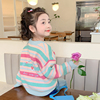 女童针织开衫外套春秋款2024韩版女宝宝洋气，上衣儿童春装毛衣