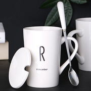 创意个性陶瓷马克杯带盖勺情侣喝水杯子家用茶杯男生办公室咖啡杯