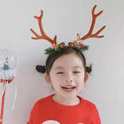 圣诞节松果花朵发箍儿童，节日鹿角拍照写真，头饰可爱小鹿女孩头箍