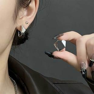 独特设计感不规则菱形银针耳圈女金属冷淡风简约气质个性耳环