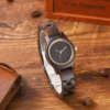 全木手表纯手工打磨木制黑檀木质表带日本进口机芯女士石英手表