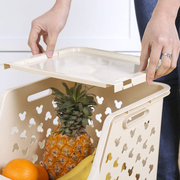 日式厨房水果蔬菜收纳筐可叠加多功能置物筐，塑料pp浴室角落收纳架
