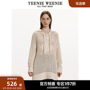 teenieweenie小熊奥莱女装2024春装，针织衫宽松镂空钩花套头，毛衣女(毛衣女)