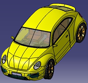大众甲壳虫汽车轮胎轿车曲面，catia含参3d三维几何，数模型座椅内饰