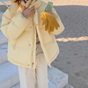 羽绒服女短款小个子2023年冬季奶黄色，连帽面包服棉服学生潮