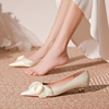 法式中跟单鞋仙女风主婚纱婚鞋低跟孕妇平时可穿不累脚伴娘鞋细跟