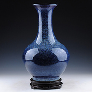 景德镇陶瓷花瓶摆件窑变蓝色，瓷瓶创意瓷器客厅，插花中式家居装饰品