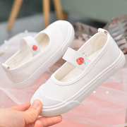 女童小白鞋幼儿园室内鞋入园专用儿童白色布鞋女孩帆布鞋表演鞋子