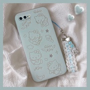 蓝色hellokitty适用苹果8Plus手机壳iPhone7透明se3硅胶的se2挂件ins风6猫咪6s可爱5小众5s防摔4卡通七4s