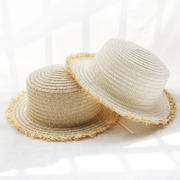 太阳帽女夏天折叠帽子，防晒青年户外出游草帽遮阳帽，平顶沙滩帽礼帽