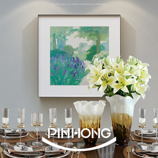 PINHONG 餐厅装饰画抽象花卉客厅有框画小清新卧室挂画书房办公室