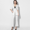 S高端气质春夏季白色开叉西服时尚职业套装OL薄款两件套女