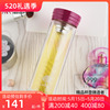 希诺双层水晶玻璃杯透明办公带盖泡花茶水杯子，xn-610561066107