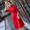 大红色旗袍敬酒服2023新娘高级感小个子连衣裙秋冬季气质蕾丝