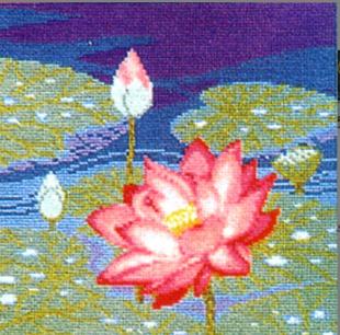 R线小小鱼十字绣套件B049花卉暗香荷花系列满绣精准印花印布