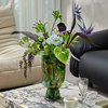 中古绿色玻璃花瓶摆件客厅插花轻奢风装饰花器餐厅装饰品摆件