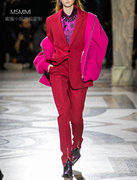 女士枣红色西装套装欧美风气质外套修身设计套装