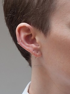 s925纯银耳圈耳骨环防过敏素圈耳环超细小耳钉，养耳朵睡觉免摘耳扣