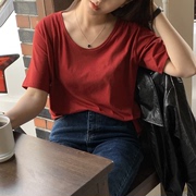 直邮~韩国女装 2024春夏Made Lauren慵懒宽松U领短袖T恤