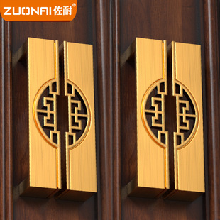 新中式柜门黄古铜色中式拉手，柜子仿古橱柜抽屉，复古家具衣柜门把手