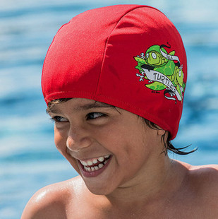 德国fashy儿童婴儿卡通，高弹速干时尚，泳帽布帽舒适不勒头帽3220