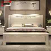 现代简约白色实木床，主卧1.8米中式双人床1.5米经济型，储物卧室婚床