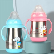 不锈钢奶瓶宽口径带吸管保温奶瓶防摔婴儿，幼儿宝宝新生儿喝水杯