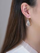 黛玥珠宝原创银镶天然玉髓耳钩媲美翡翠冰种圆珠耳坠时尚气质耳环