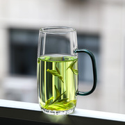 泡茶杯家用透明喝茶杯子耐高温水杯男士，喝水杯高硼硅玻璃杯绿茶杯