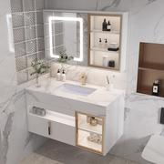 智能实木岩板一体轻奢浴室柜组合卫生间洗脸洗手厕所洗漱台盆套装