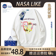 NASA联名天使小猫潮牌儿童圆领卫衣女童2023秋冬卡通亲子上衣