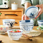 老瓷匠日式5英寸米饭碗，家用创意饭碗，陶瓷小碗单个釉下彩餐具套装